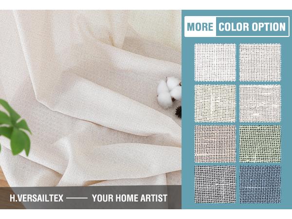 H.VERSAILTEX Natural Linen Curtains for Living Room 2 Panels Back Tab Loop Pocket Linen Textured Light Filtering Neutral Country Rustic Farmhouse Boho Curtain for Bedroom