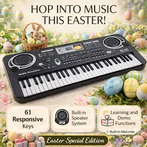 61-Key Electronic Piano Set with Built-in Microphone and Paper Sheet Music | Full-Size Keys USB Powered | Complete Beginner Home Set | Ideal Christmas and Birthday Gift