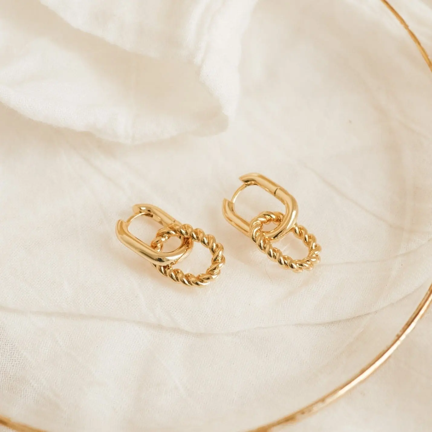 Kenzie Chain Link Earrings by Caitlyn Minimalist - Chunky Twisted Dangle Hoop Earrings - Statement Jewelry - Gift for Her