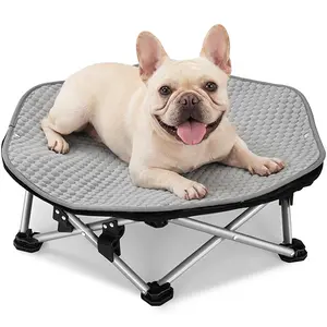 Pecute Elevated Dog Bed with Detachable Cooling Blanket – 3-Second Fold Pet Cot, Breathable Mesh, No-Assembly Indoor/Outdoor Portable Dog Bed for Joint Health, Includes Travel Bag