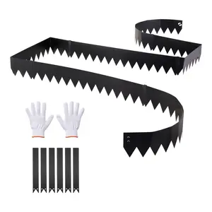 VEVOR Galvanized Steel Landscape Edging, 6-Pack 40 x 6 Inch Metal Edging for Landscaping with 6 Mounting Clips, Bendable Metal Garden Edge Border for Flower Bed, Yard Pathway, Black