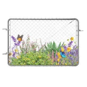 VEVOR Chain Link Fence Gate,  , 72 x 48 in, Adjustable Chain Link Fence Panel, Fit 2.2-6 ft (W) x 6 ft (H) Garden Fence Gate Opening, Rust-Resistant Galvanized Fencing Gate for Farm, Posts Not Included