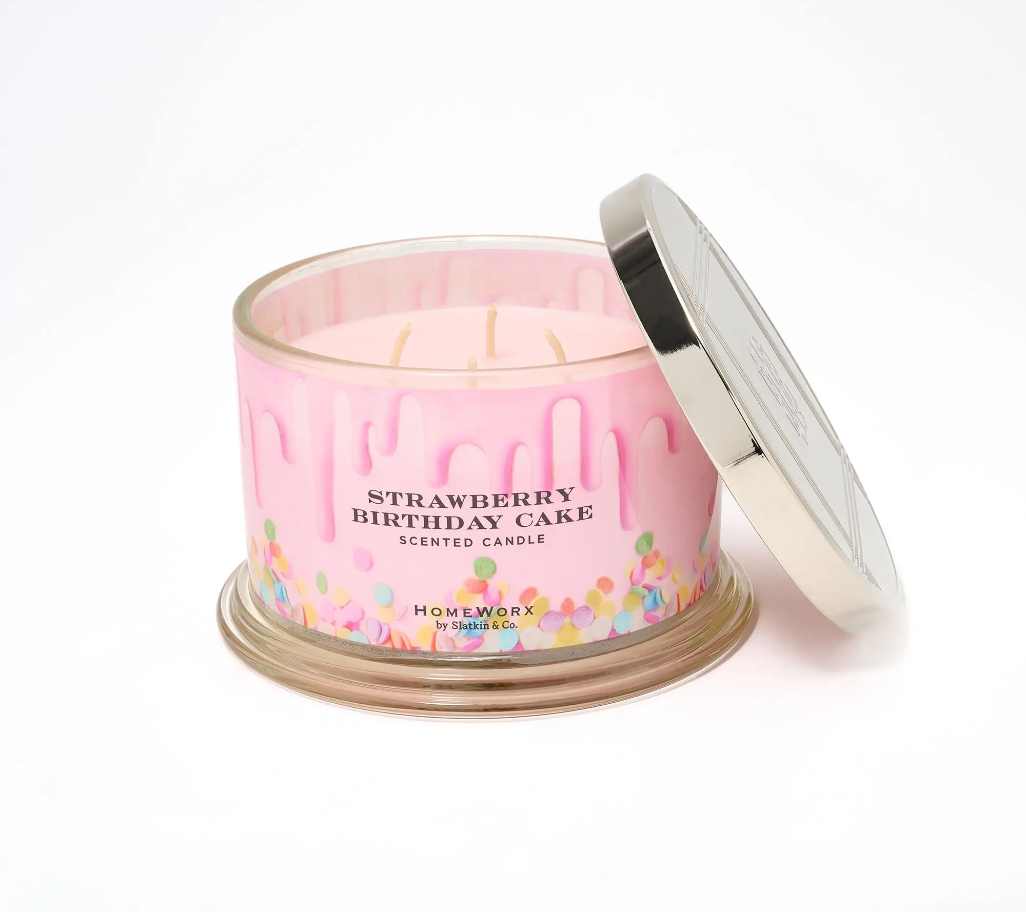 Homeworx by Slatkin + Co. S/2 18oz Candle Strawberry Birthday Cake