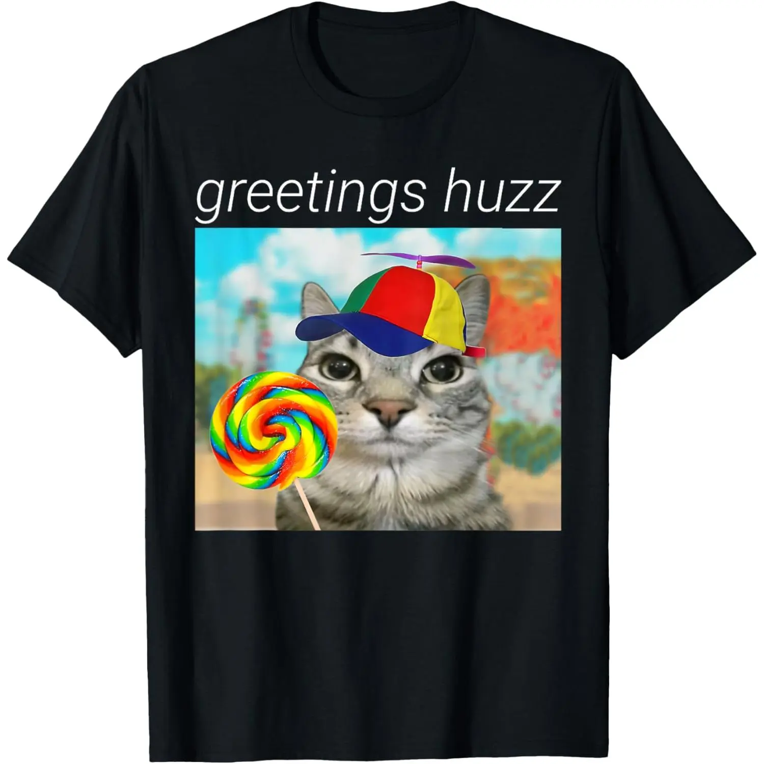 greetings huzz cat funny meme T-Shirt