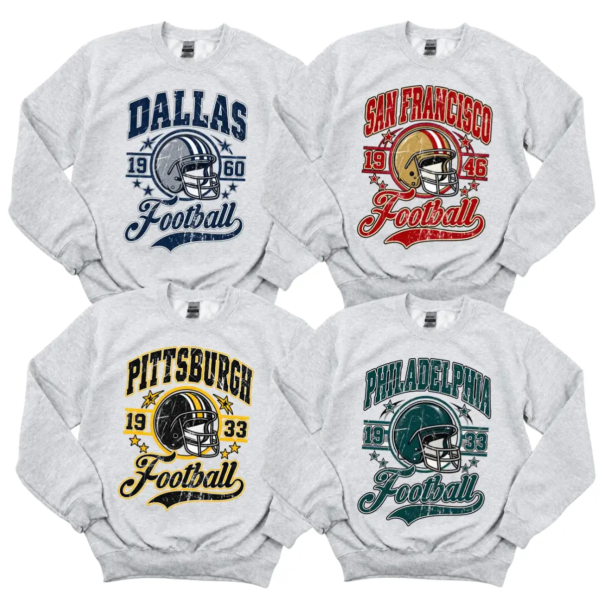Vintage Football Ash Grey Sweater, Retro Football Graphic Crewneck, Throwback Sports Pullover, Unisex Sweater