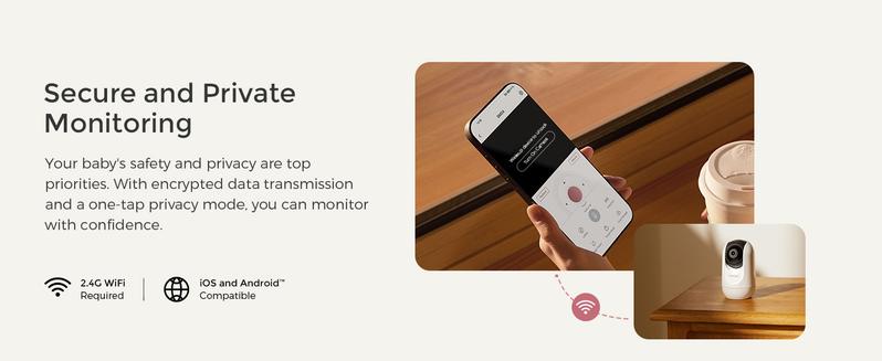 Momcozy Smart WiFi Baby Monitor with Camera and Audio, 5" 1080P Screen with Wall Mount, Motion & Cry Detection, Safe Fence, Clear Night Vision, 5000mAh Battery, 2-Way Talk, Photo & Video Recording