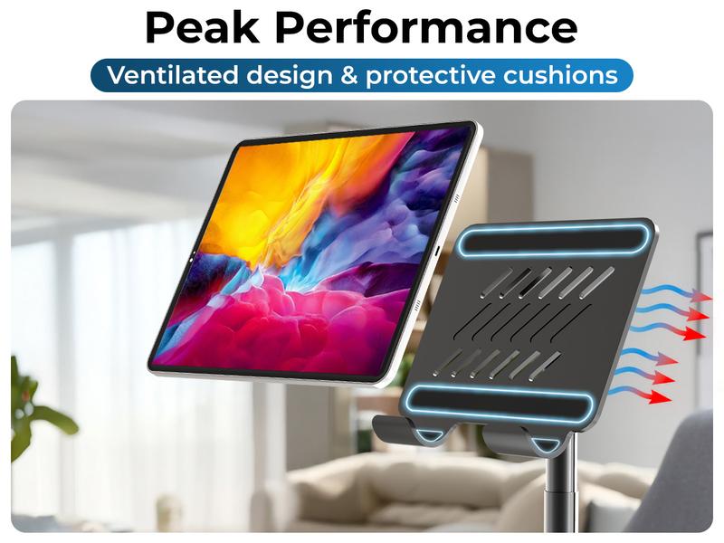 Cooper TabHolder, 7-10" Height Adjustable Tablet Stand, Premium iPad Stand for Desk, 270° Tilt Portable Monitor Holder for 15.6-17" Displays, for All iPad, Kindle, Surface, Samsung Tablets