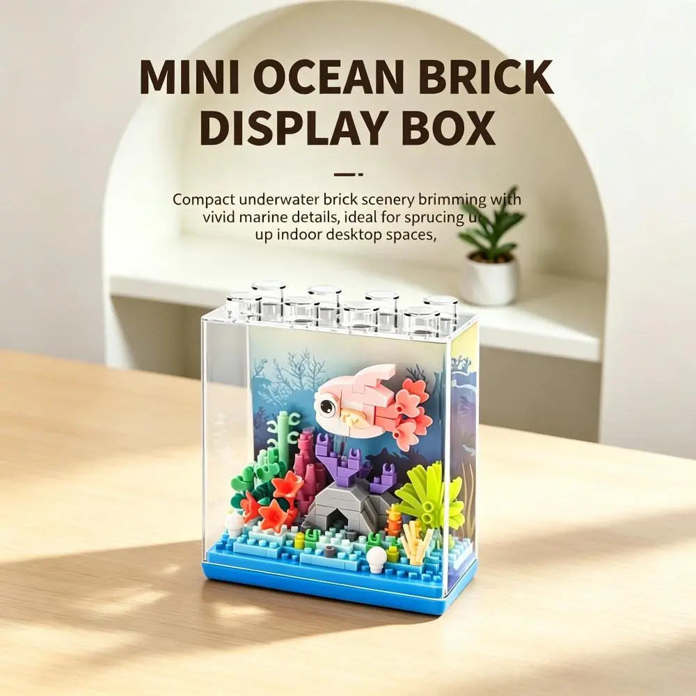 Micro Particle Marine Animal Mini Building Block Set - DIY Assembled Toy with Display Box, Stress-Relief Collectible Desktop Ornament (Turtles, Whales, Devil Fish & More)