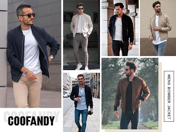Coofandy Men's Olive Green Lightweight Bomber Jacket Premium Linen Fabric Casual Style Medium Size Rib Collar & Side Pockets Perfect for Spring Fall Winter