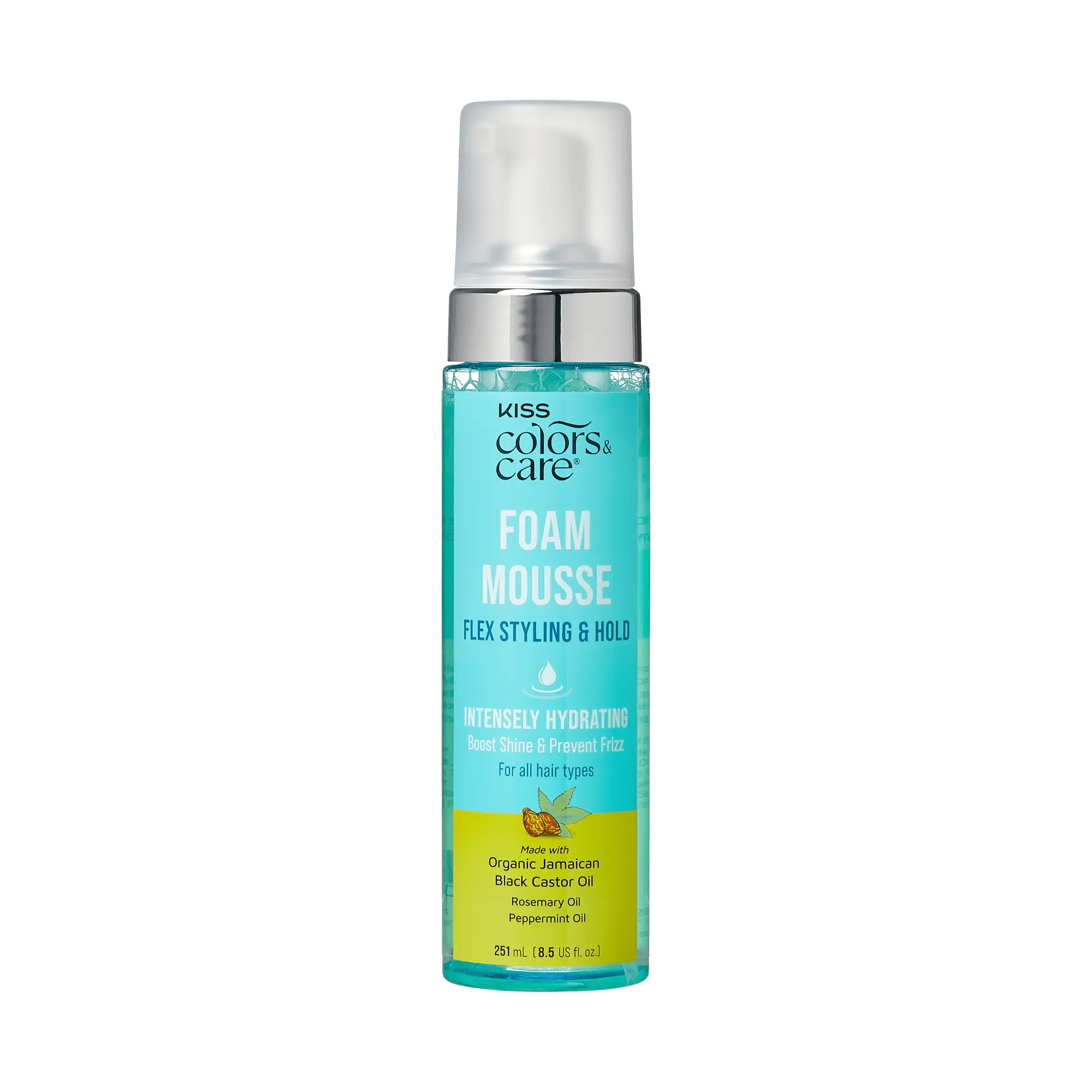Kiss Colors & Care Foam Mousse | Flex Styling & Hold, Defining Mousse, Styling Mousse, Ideal For All Hair Types, 8.5 oz, Hair Care