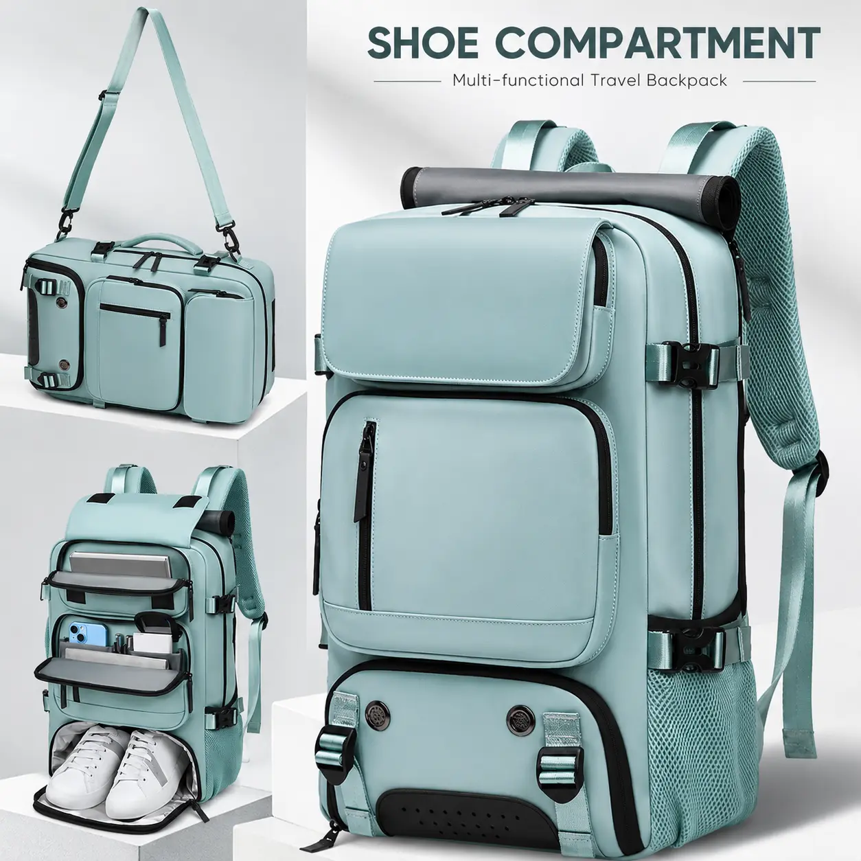 This 3-in-1 large-capacity multi-functional business travelbackpack features a shoe compartment and  It's lightweight,suitable for everyday use,unisex,and offers organized storage. A stylish and portablecasual backpack.