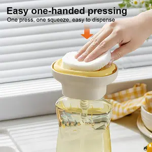 [1pcs] Dish Soap Dispenser, Kitchen Pump Tray, Quick Draining Station, Compact Dishwashing Solution for Dorm Home Apartment RV Sponge Scrubber Dishcloth and Everyday Sink Organization Beige