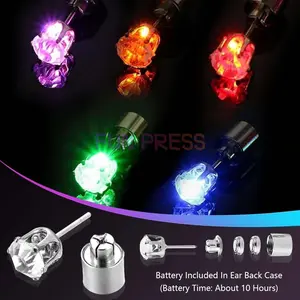 5 Pairs LED Earrings, Light Up Stud Earrings, Glowing Diamond Crown Pendant Earring for Women and Men, LED Jewelry for Party, Wedding, Birthday, Night Out, Disco, Festival
