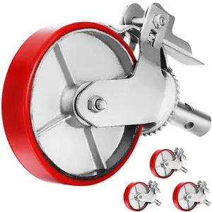 VEVOR Scaffolding Wheels Set,  Heavy Duty 4-Pack 8\" Scaffolding Casters, with 4400 Lbs Per Set and Locking Stem Casters with Brake, Polyurethane Replacement for Scaffold, Shelves, Workbench