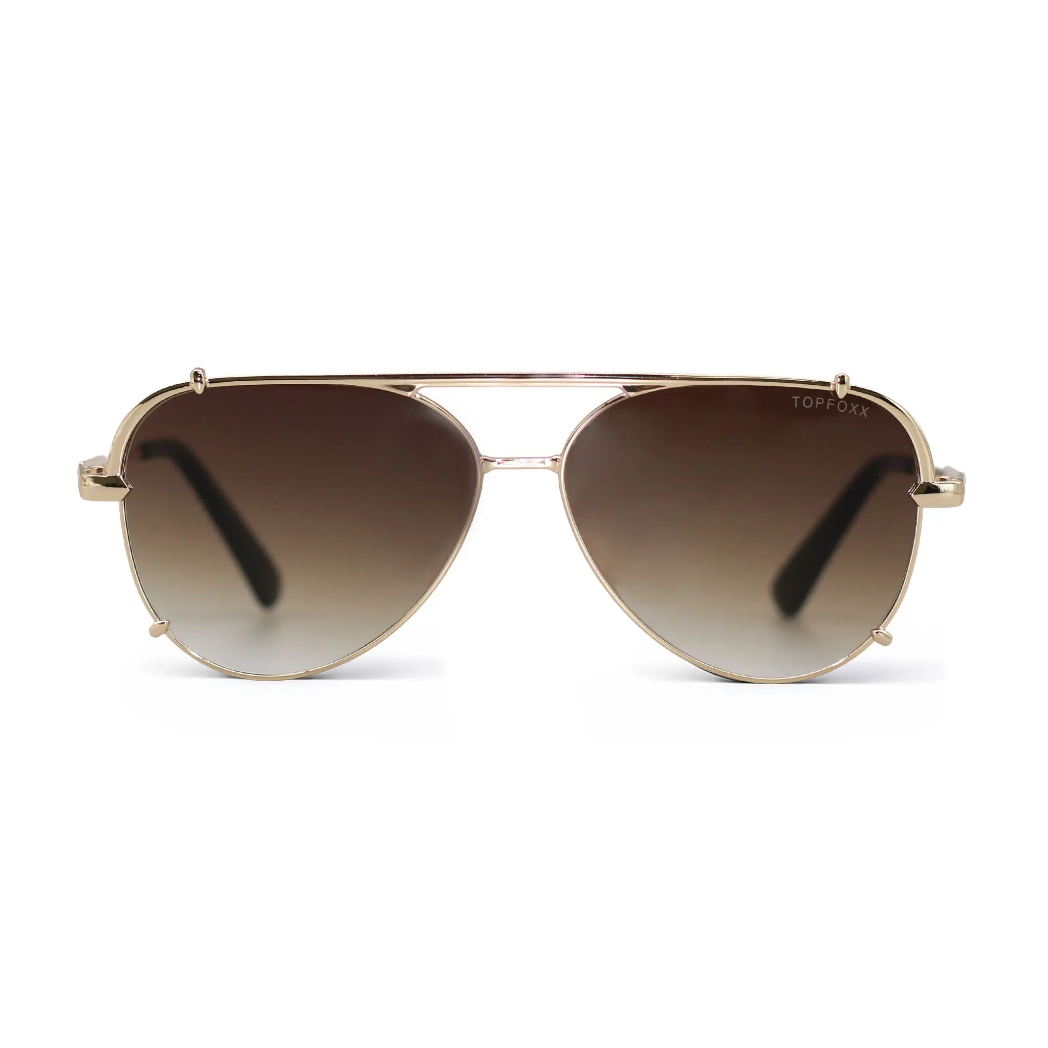 Smaller Cristina - Faded Brown Aviator & Gold - Tangle Free Round Aviator Sunglasses - Certified Shatter-Resistant Lenses - UV400 - For Women & Men