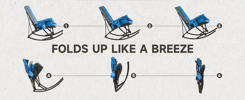 【Valentine's Day gift】ONBRILL Camping Chairs for Adults, Folding Outdoor Rocking Chair with Foot Rest, 330 lbs Capacity, for Lawn, Sport Events