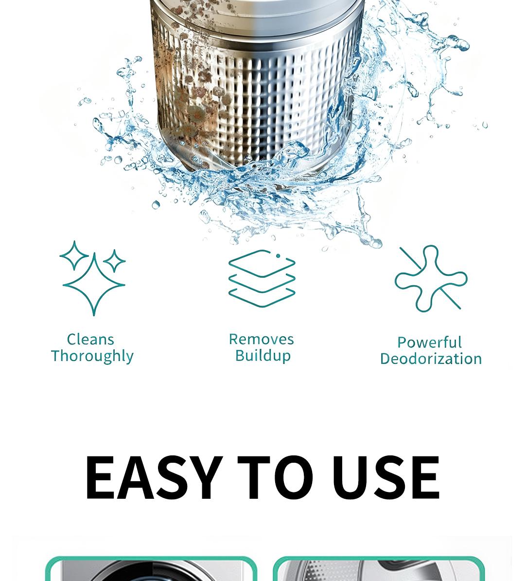 SOPAMI Eco-Friendly Washing Machine Cleaner Fights Pet Odors & Hair Build-Up for Fresh Clean Machines