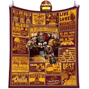 Washington Redskins Ultra Soft Flannel Blanket ,Suitable for Sofa Bed, Office, Four Seasons Warm Plush Blanket, Home Decor Football Team Fan Gift Blanket