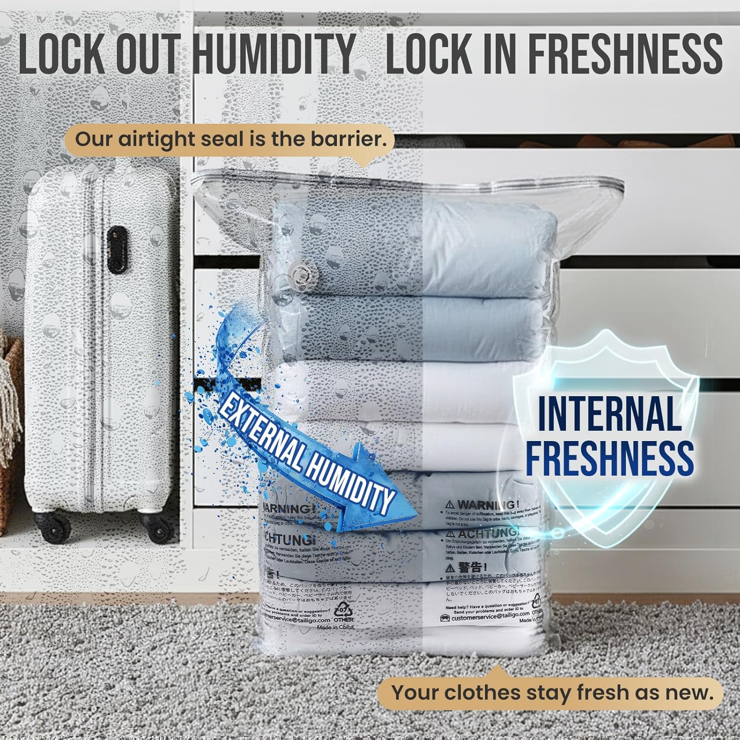 TAILI Extra Large Vacuum Storage Bag 4-6 Pack for Clothes Beddings, Space Saver, Space Saver Bag, Compression Bag , Vacuum Sealer Bag for Comforters Blankets Duvet, Closet Organizer