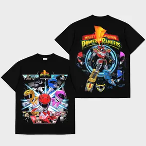 Mighty Morphin Premium Cotton T-Shirt, Graphic Shirt, Megazord Shirt, Retro Hero T-Shirt, Anime Tokusatsu Shirt, Superhero Team Graphic Tee