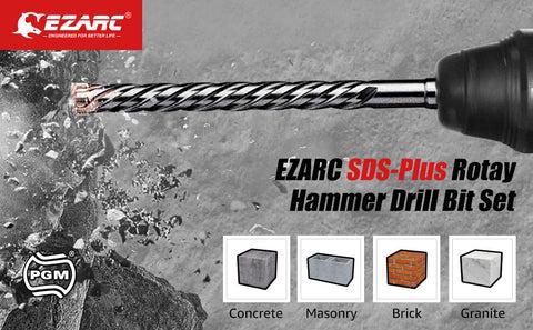 SDS-Plus Hammer Drill Bit for Reinforced Concrete/Masonry/Marble,4-Cutter Carbide Tips Metal Cutting