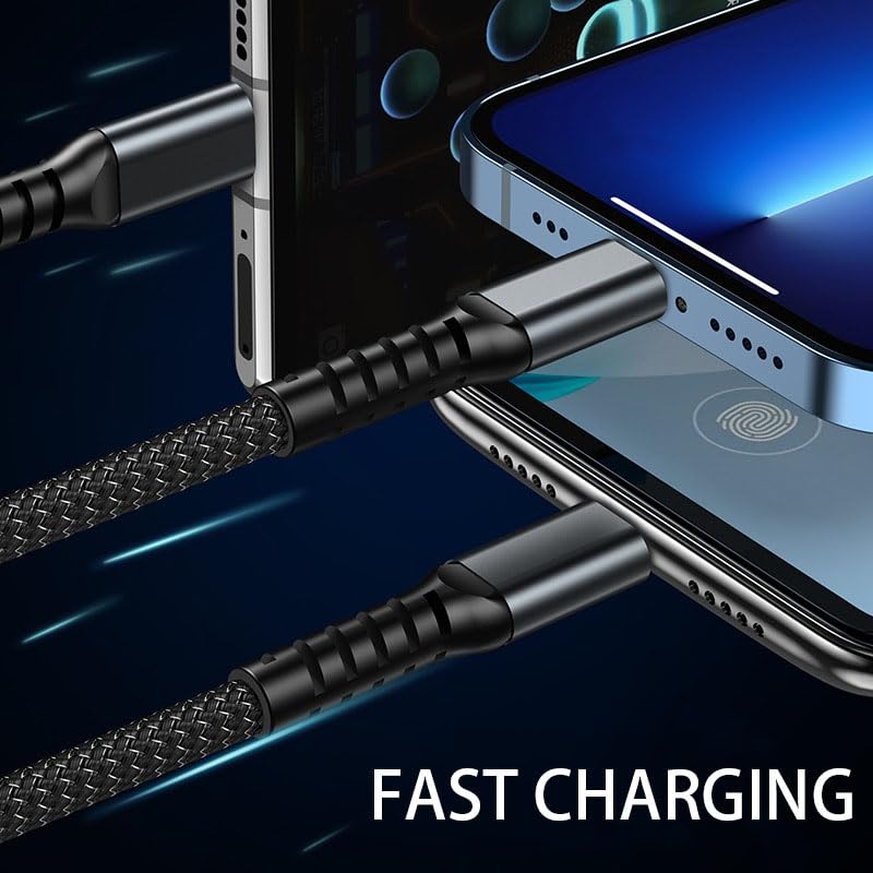 Multi functional 4 in 1 USB Charging Cable – USB A, Type-C, and Lightning Connectors for Fast Charging and Data Sync of Phones, Tablets, Laptops, and More, Ideal for All Your Devices Charger