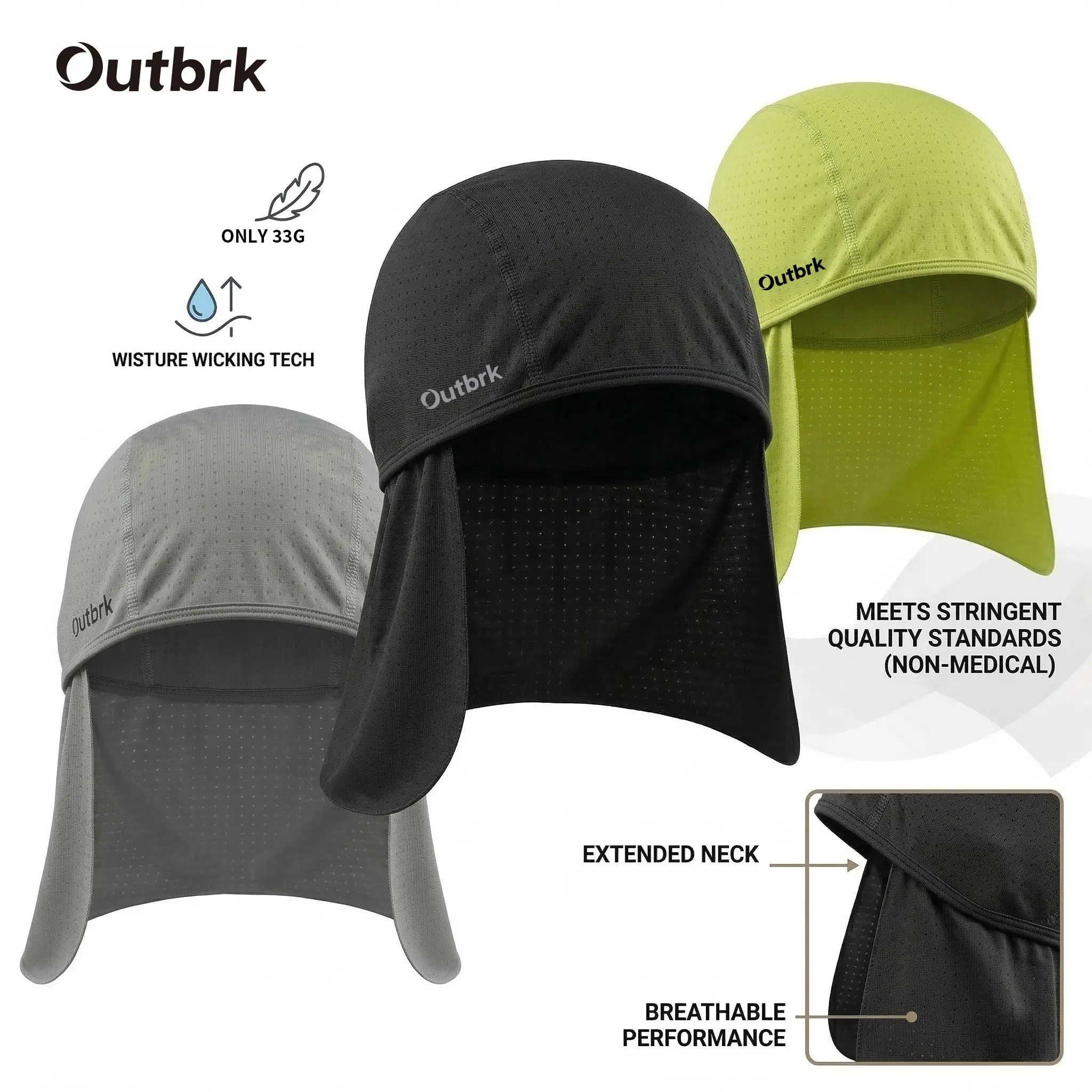 Cooling Breathable Skull Cap, Sun Shade Sun Protection Neck Shield, Quick Dry Neck Protector for Women & Men, Outdoor Gear Essential Hat