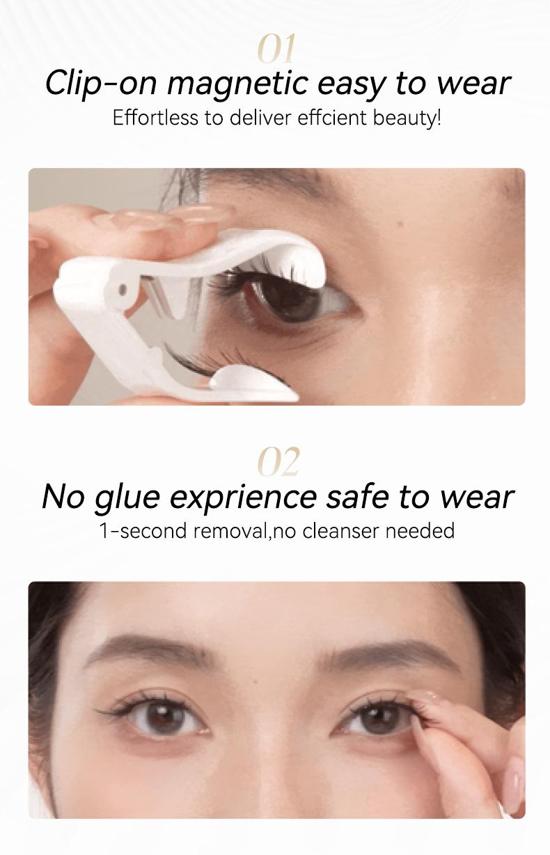 Wosado Soft Magnetic Eyelashes All-in-One Box, Destination Collection, Reusable, Glue-Free, Waterproof, Lightweight, Natural Style, Makeup Cosmetic