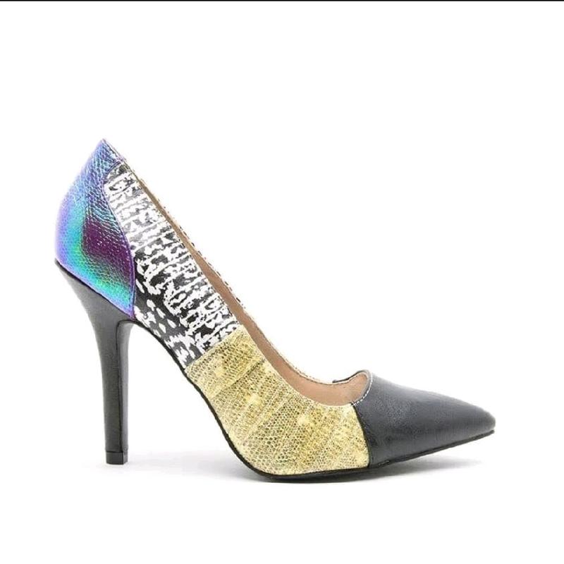 Multicolor Luxe Pointed-Toe Pumps – Bold, Artistic & High-Impact