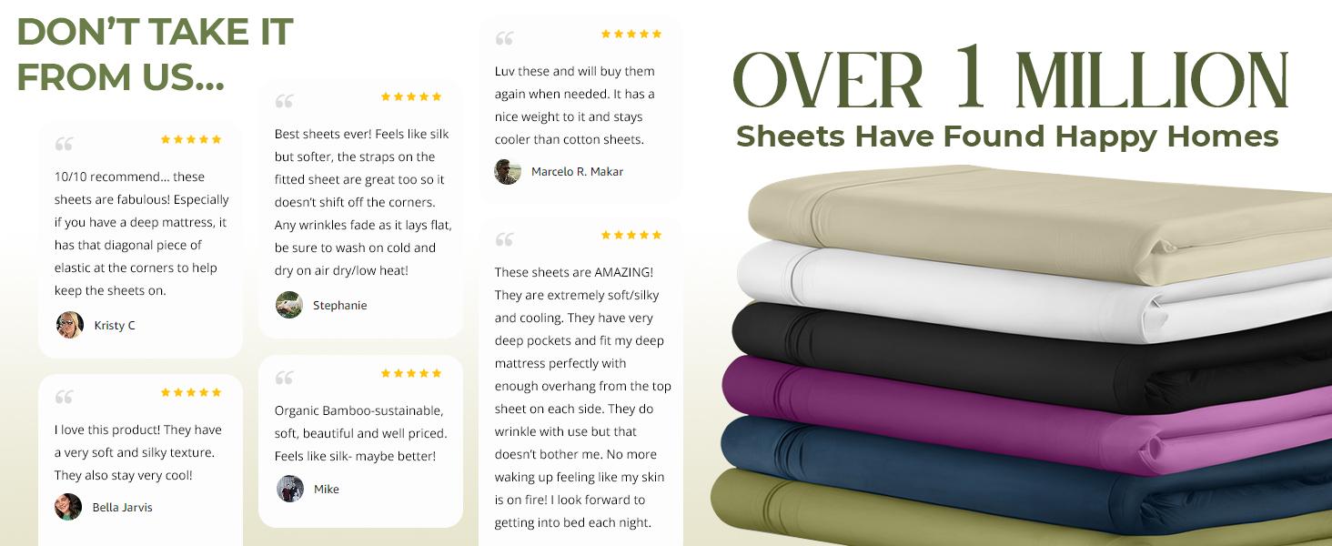 DECOLURE Bamboo Sheets 4pc Set 100% Cooling Viscose Ultra Soft 17 Deep Pocket Double Stitching Must Have for Hot Sleepers OEKO Tex Certified Hypoallergenic