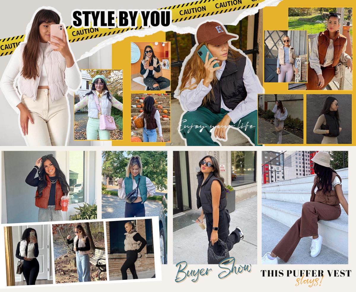 Tanming Women's Cropped Puffer Vest Zip Up Stand Collar Lightweight Sleeveless Padded Gilet with Pockets TikTokShopBlackFriday Tanming Women's Cropped Puffer Vest Zip Up Stand Collar Lightweight Sleeveless Padded Gilet with Pockets TikTokShopBlackFriday