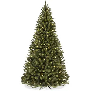 Best Choice Products Pre-Lit Spruce Artificial Christmas Tree w/ Easy Assembly, Metal Hinges & Foldable Base