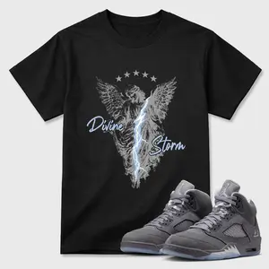 Unisex T-shirt To Match Sneakers Jordan 5 Wolf Grey - Divine Storm. 100% Cotton for Casual Wear. Comfortable Summer Unisex T-Shirt to match Jordan Sneaker. Streetwear Style. urban outfitters