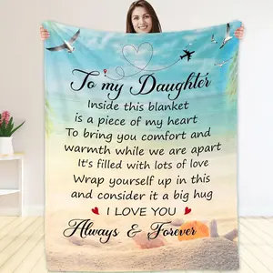 Inspirational Message Blanket Gift For Daughter Or Mom, Meaningful Letter Print Flannel Throw, Comfort Encouragement Blanket For Birthday, Mother’s Day, Long Distance, Thinking Of You Gift