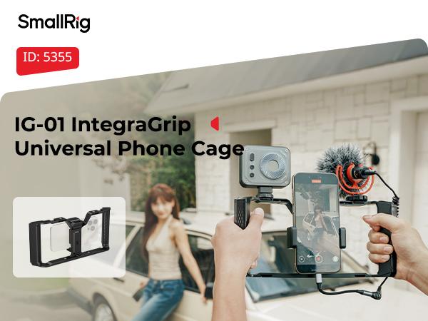 SmallRig IntegraGrip Wireless Control Universal Phone Cage, Ultra-Wide Dual handgrip Smartphone Video Rig with Cold Shoe Mount, Suitable for iPhone 17 16 & Android, for Videomaker Vlogging Content Creator Kit Camera Tripod 5355/5356