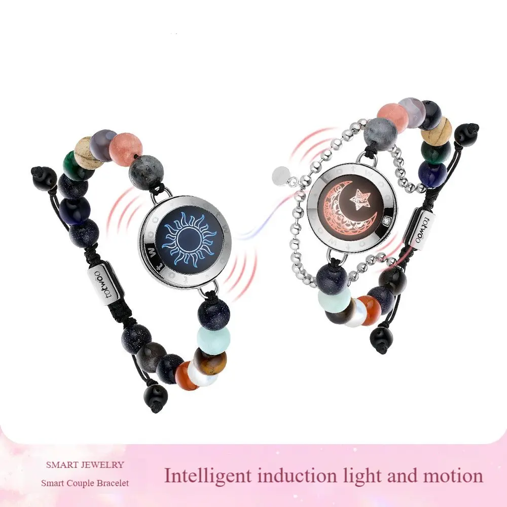 Totwoo Sun and Moon Couple Vibrating Bracelet - Long-Distance Relationship Gift, Remote Interaction Accessory for Valentine's Day