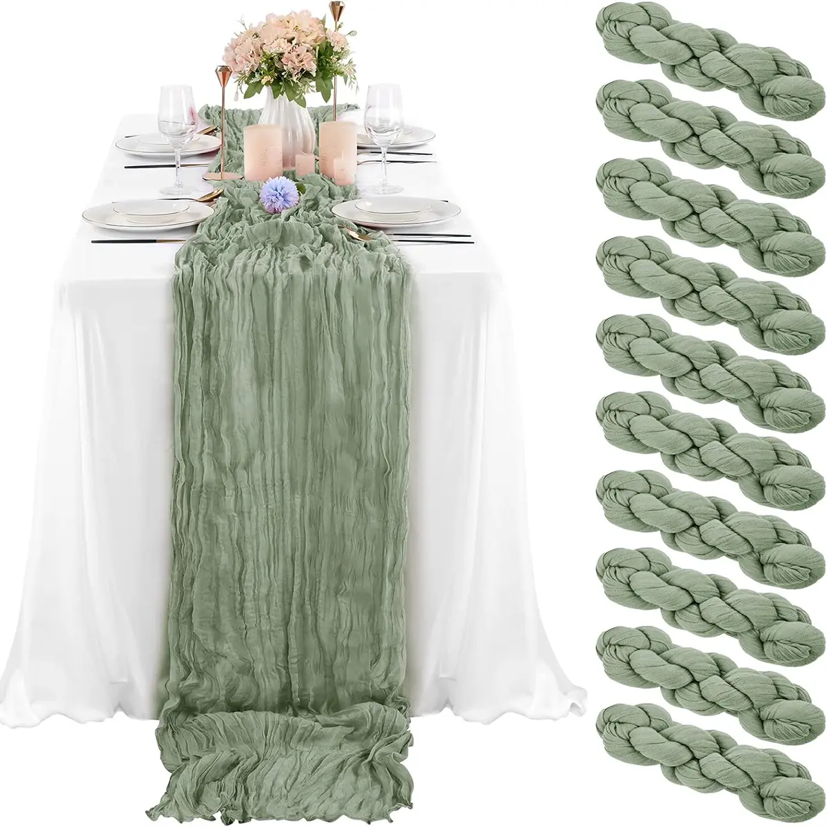 10-pack tablecloths, elegant floral designs, suitable for weddings, birthdays, baptisms, and other events | Floral tablecloths | Washable fabric