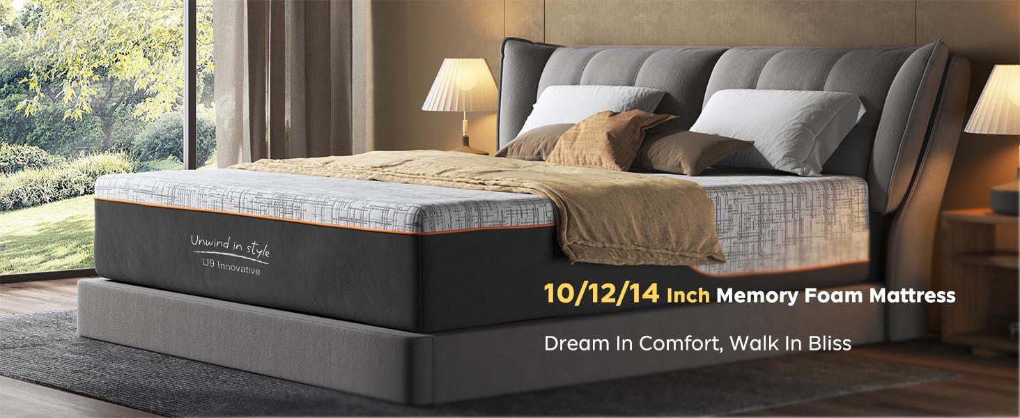 Memory Foam Mattress with Removable Cover- Medium Firmness with Bamboo Charcoal & Green Tea Infusion