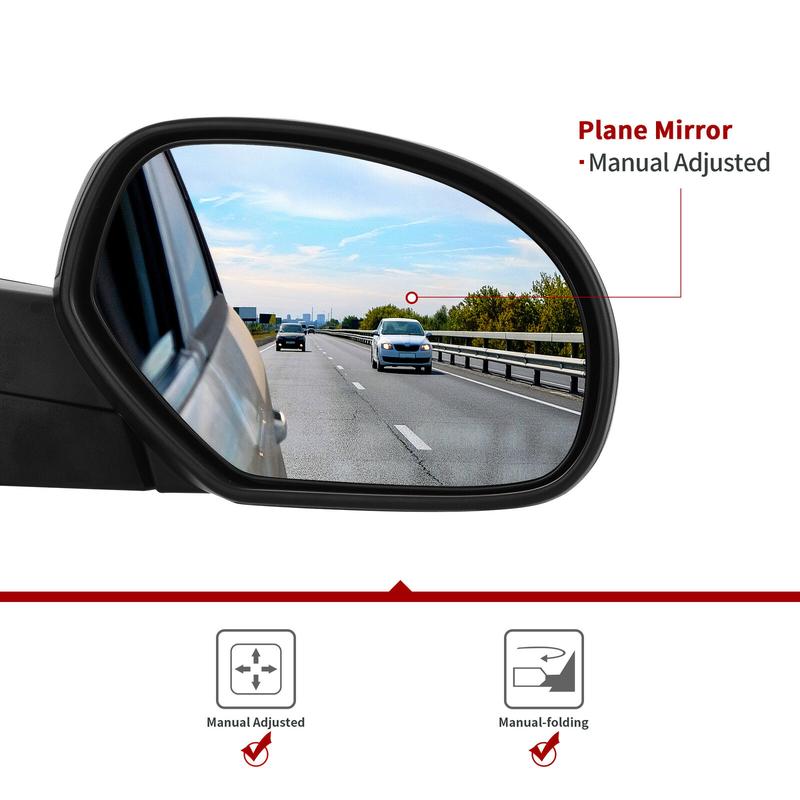 【Springtok】YITAMOTOR Right/Left Passenger Side Mirror Compatible with 08-14 Silverado Sierra 2500 3500, 07-13 Silverado Sierra 1500, Manual Folding Black 【Springtok】YITAMOTOR Right/Left Passenger Side Mirror Compatible with 08-14 Silverado Sierra 2500 3500, 07-13 Silverado Sierra 1500, Manual Folding Black