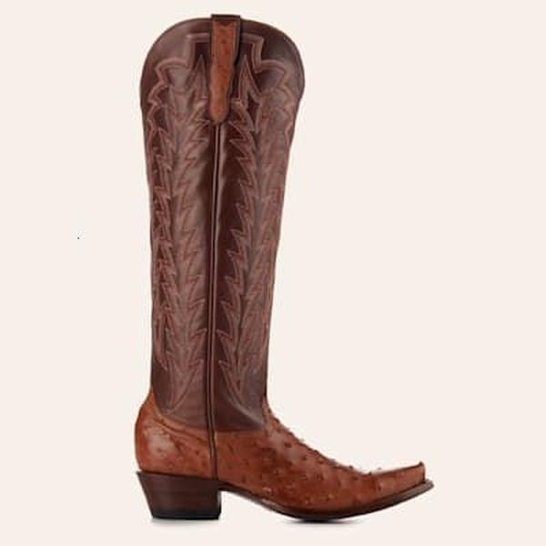 JRC & Sons Women’s Jacqueline Cognac Snip Toe Tall Cowboy Boots