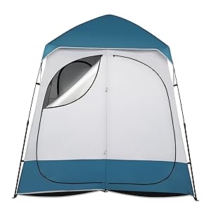 VINGLI 2 Room Shower Tent, 7.5 FT Instant Pop Up Shelter with Carrying Bag, Privacy Changing Room Tent,Perfect for Portable Toilet, Camping, Dressing, Outdoor Indoor, Easy Set Up