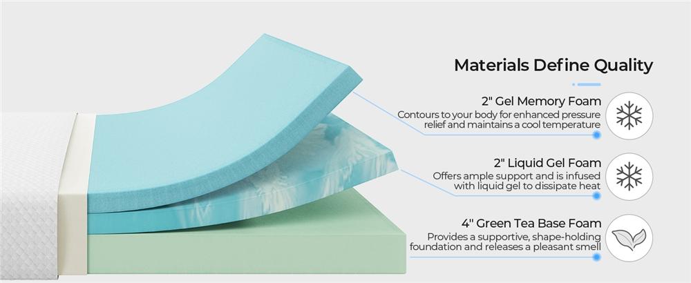 【Crazy Price】Yaheetech 8/10/12in Memory Foam Mattress Fiberglass free with 3 Foam Layers Gel Infused Green Tea Scent Medium Firm Twin Full Queen Size Ready in a Snap Body Hugging Comfort Cooler Fresher Nights, CertiPUR-US Certified, Mattress in a Box
