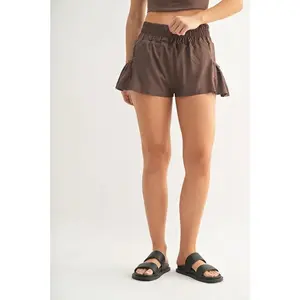 MONO B Smocked High Waist Shorts