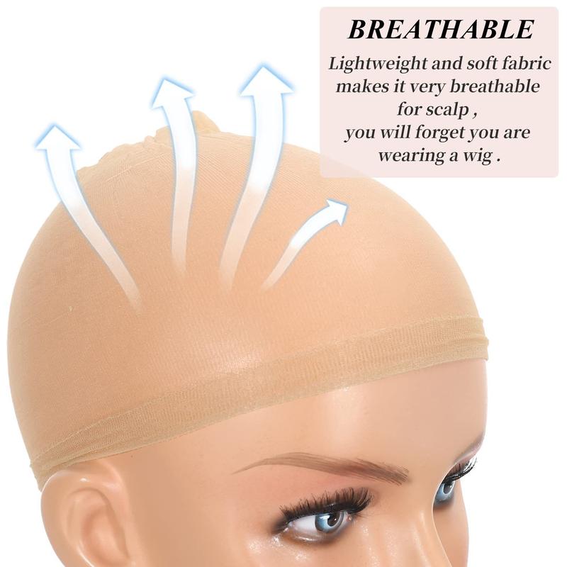 Bling Hair 1pack with 2pcs HD Wig Caps High Quality Transparent HD Hair Nets Weave Nylon Stretchy Lace Front Wig Cap for Women Men Light Brown(Not for sales)