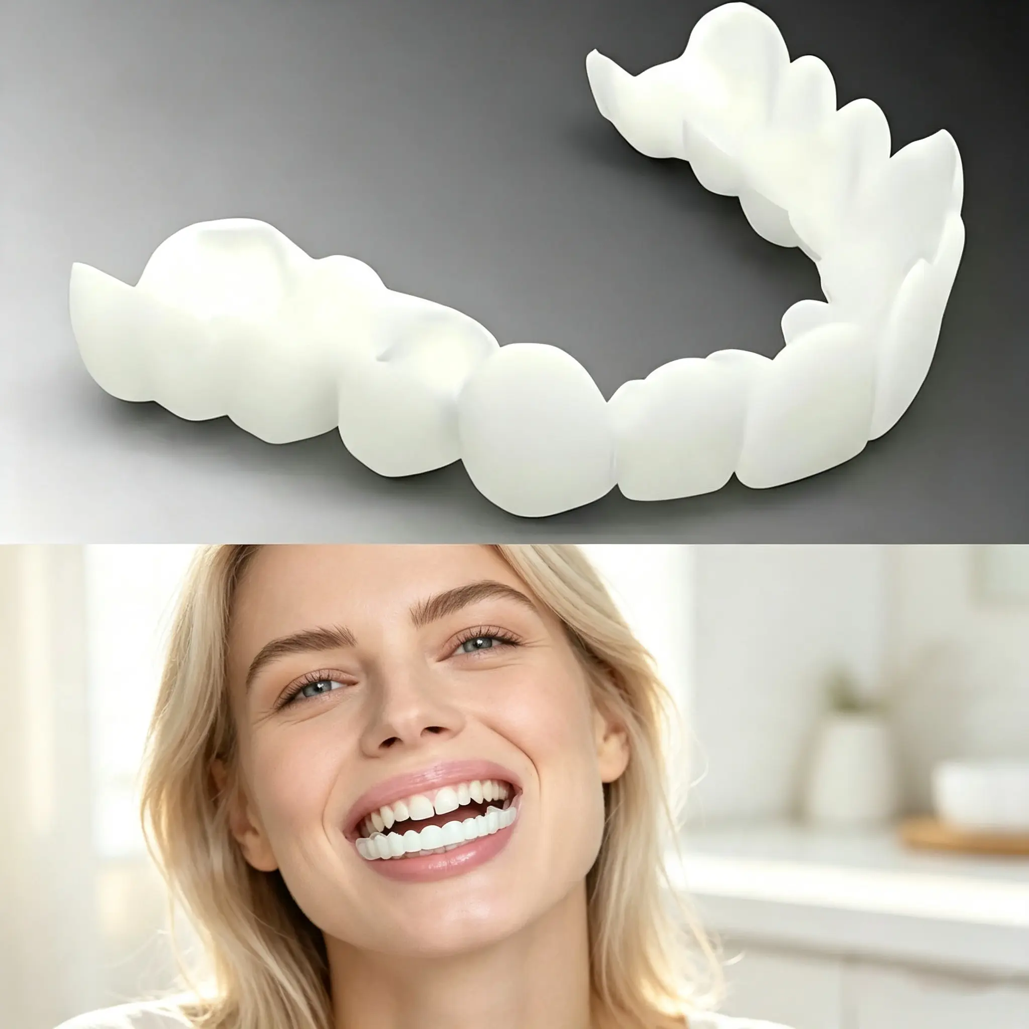 Silicone Simulated Oral Dental Braces - 32g Cosmetic Teeth Whitening Device for Dentures, Coffee Stain Correction, Instant Confidence & Portable Use