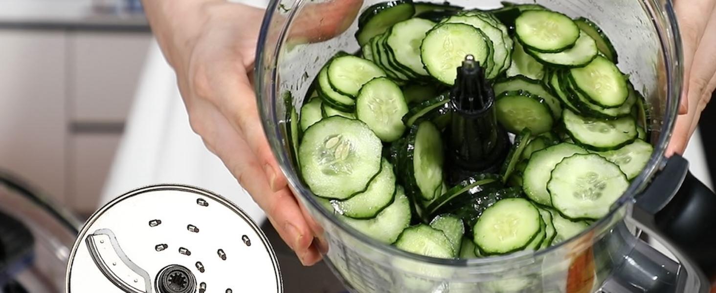 14 Cup Large Food Processor, XL Bowl, Large Chute for Blending, Mixing, Shredding, and Slicing, Meat and Vegetable Chopping, Doughing, All in One for kitchen,4 Speeds, 600W