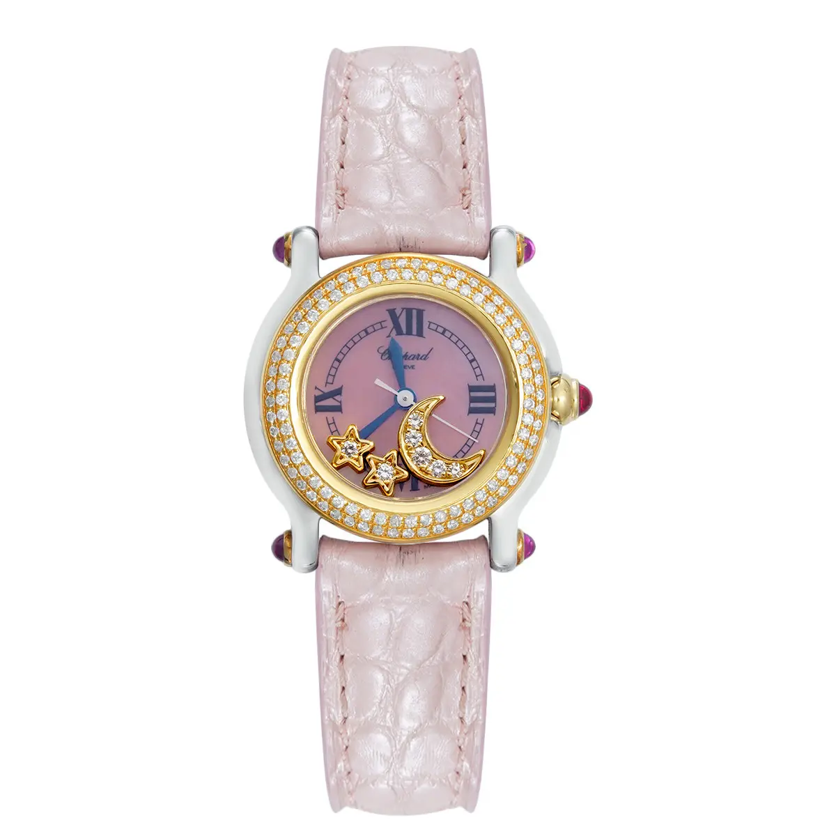 Chopard Happy Sport "Moon & Stars" 26mm Ref. 27/8246 - Two-Tone with Custom Diamond Bezel, Pink MOP Dial WHT026193
