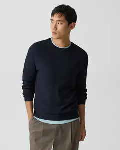 Theory Riland Crewneck Sweater in Light Bilen in Dark Eclipse