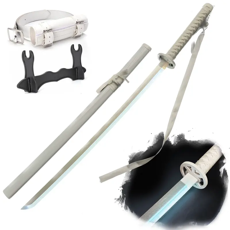 Light Up Bleach Anime Sode no Shirayuki Sword - 40 Inches Plastic Cosplay Prop with Sageo Light-Up Feature for Dynamic Display