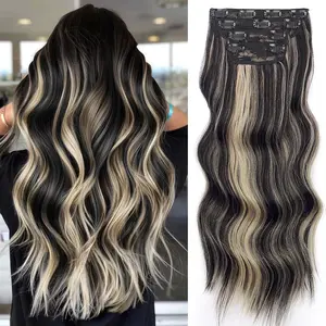 Vigorous  Clip in Hair Extensions Long Wavy Synthetic Hairpieces Easy to Wear for Women Girls Daily Use Event Party Use Instant Length Styling